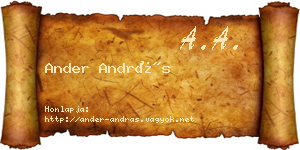 Ander András névjegykártya