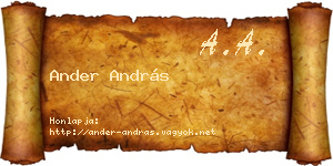 Ander András névjegykártya